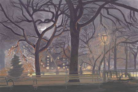 Moon over the dog run by Lauren Edmond