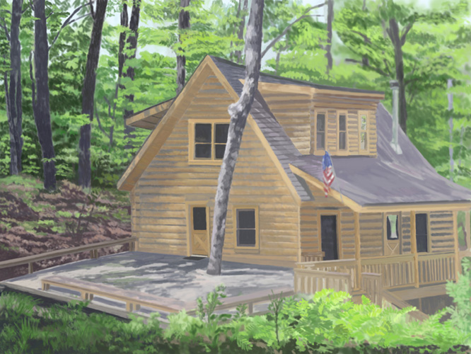 Veronica's cabin, deckview by Lauren Edmond